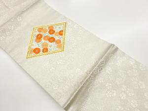 金駒刺繍菱に花唐草模様名古屋帯